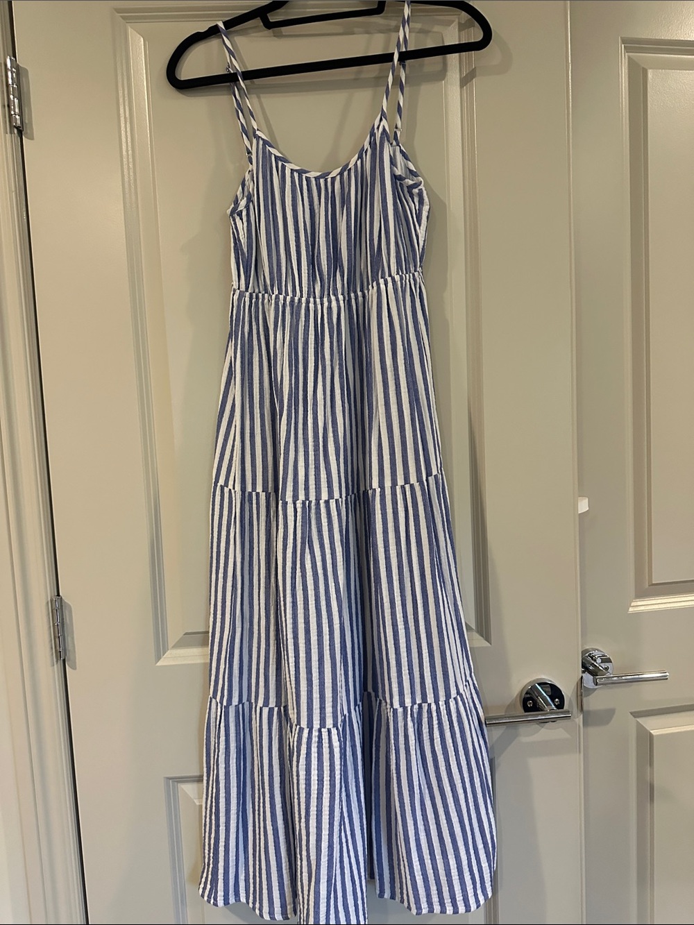 Rails Blue and White Striped Tiered Sundress
